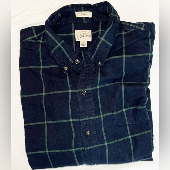 J. Crew Other - 💚💙J Crew - Blue Green Brushed Twill Shirt  - Mens Size L